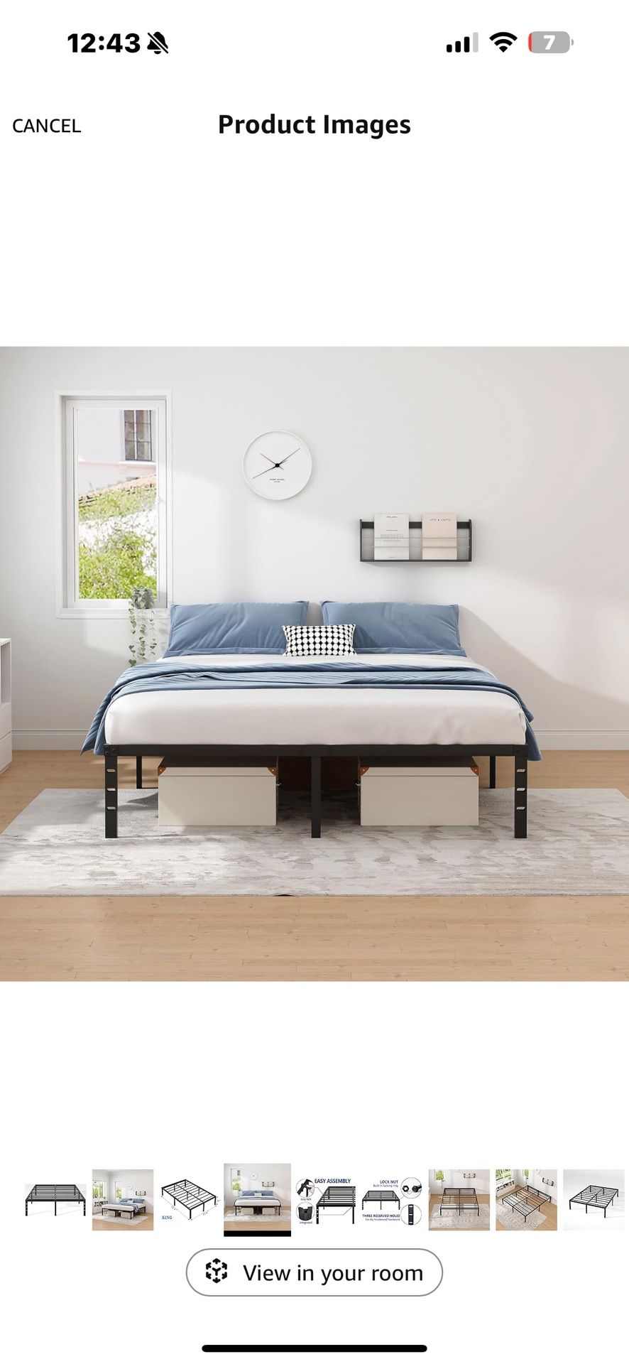 King Size Heavy-Duty Steel Bed Frame – No Box Spring Needed