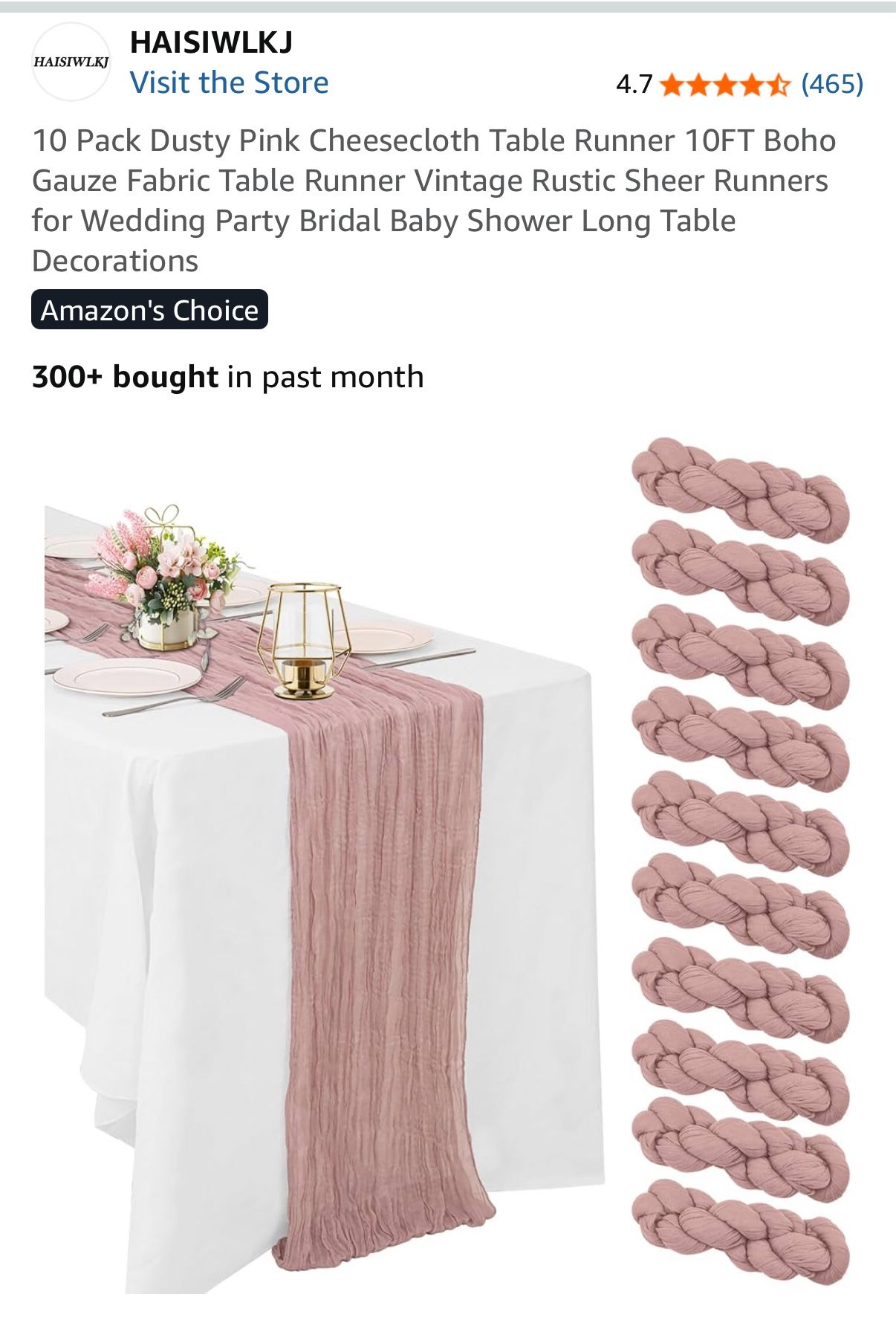 28 Dusty Pink Cheesecloth Table Runners, 10FT