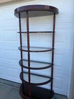 Mahogany Round Etagere Display Shelf
