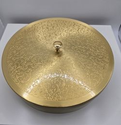 Indian Brass Spice Box Masala Dabba Decorative Round Brass Spice Box Masala Dabba Decorative Round Brass Spice Box 