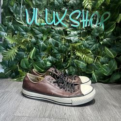 Converse All Star Low Multi Eyelets Leather Brown Distressed Women 8 Men 6
