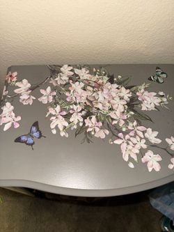 Custom Painted Floral Jewelry Armoire