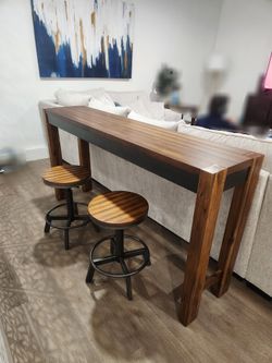 Counter Height Sofa Table & 2 Stools