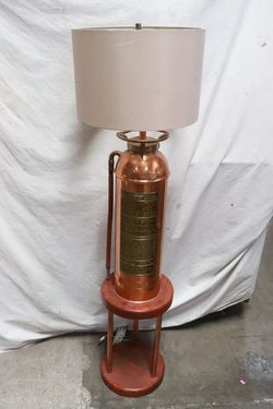 Vintage Copper Fire Extinguisher Lamp Table Combo