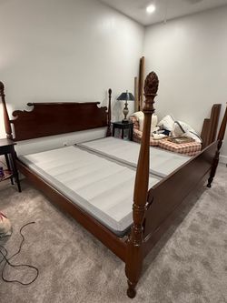 KING Ethan Allen Vintage Pineapple Poster Bed Frame