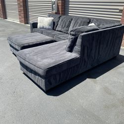 Beautiful Gray Sectional Couch W Ottoman 
