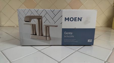 MOEN Genta 4 in. Centerset 2-Handle Bathroom Faucet with Drain Spot Resist Brushed Nickel 84764SRN