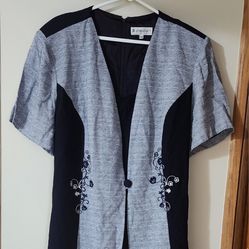 20W Dressbarn Womens Navy Blue Short Sleeve Scoop Neck A Line Dress Size 