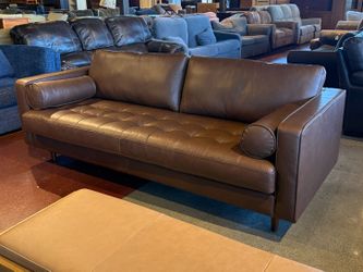 NEW! ARTICLE Sven 88″ Tufted Leather Sofa – Taos Brown