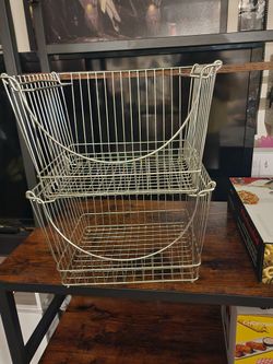 Stackable Steel  Or Metal Wire Baskets Storage Bins