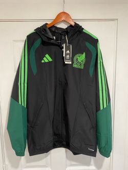 Mexico adidas soccer jacket hood zipup new size large futbol national tri