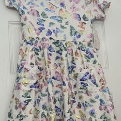 Girls Shiny Butterfly Dress Age 6  - Great For Easter! 
