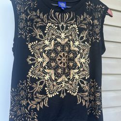 Authentic Disney ‘Beauty And The Beast’ Black & Gold XS Tank Top T-Shirt Shirt.