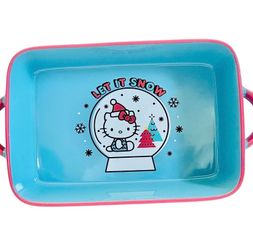 Hello Kitty Rectangular Baking Pan 12x8" Christmas Snow Globe Ceramic Casserole
