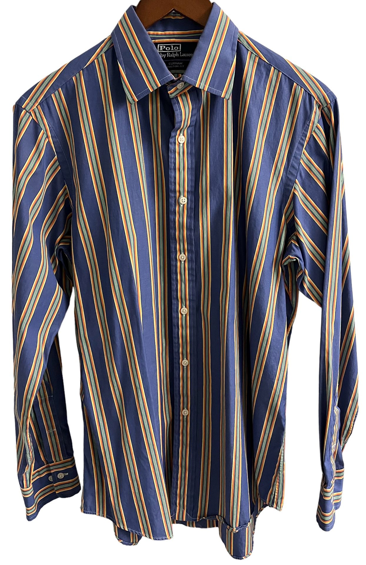 Polo Ralph Lauren Shirt Mens Size16 34/35 Striped Button Up Long Sleeve