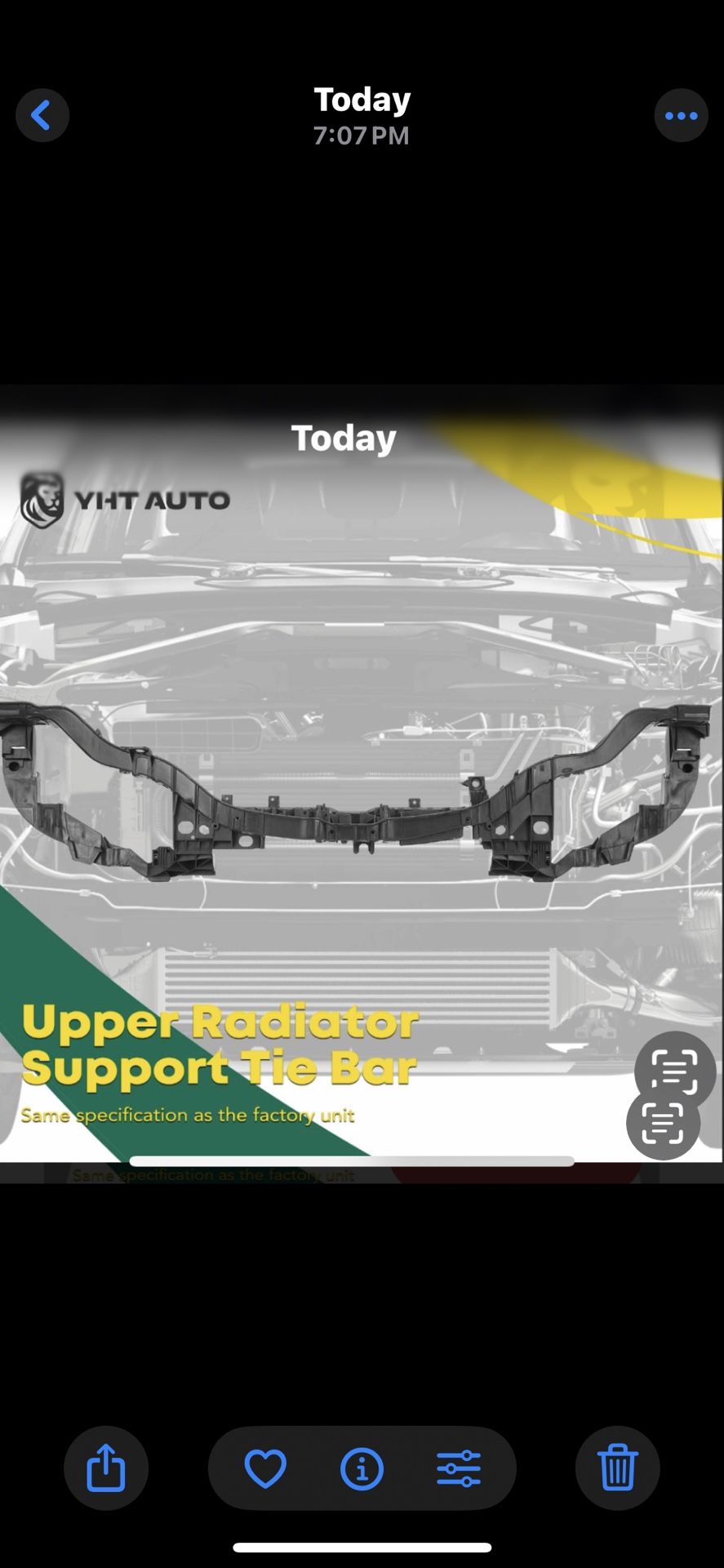Upper Radiator Support Bar