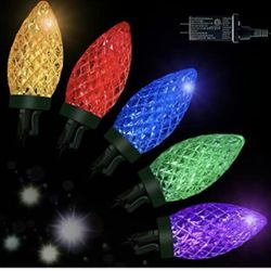 Christmas Lights, 32.8 Ft 50 LED C9 Christmas Color Change Lights with Timing Function Waterproof and Connectable Plug for Home Party Garden Decor Out