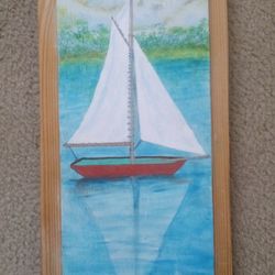 $20  Sail Boat Wooden Plaque 