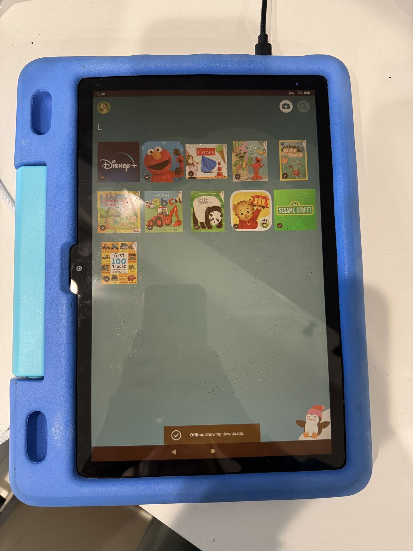 Kids amazon kindle TABLET with blue case
