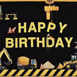 Construction Theme Happy Birthday Backdrop 