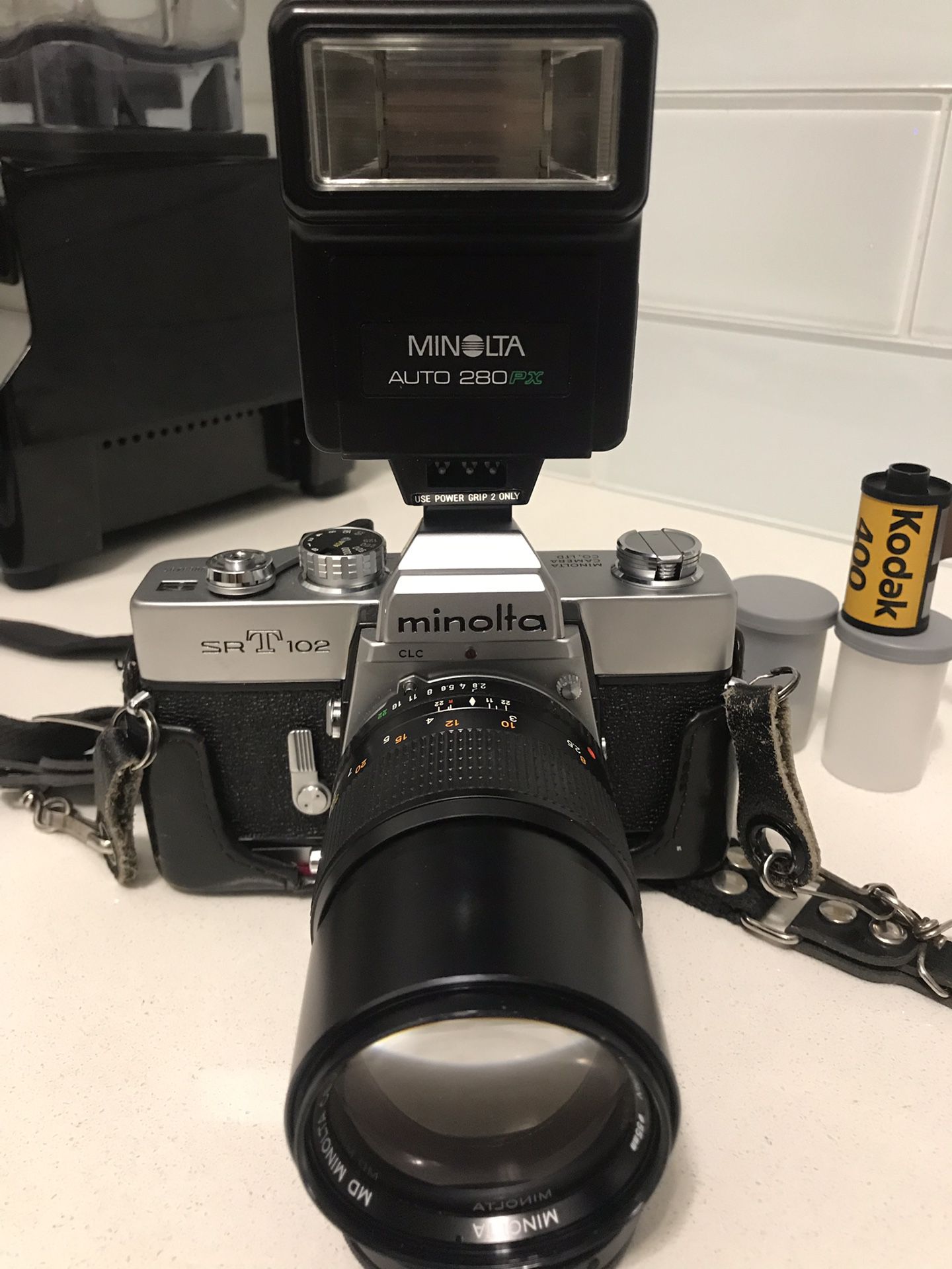 Minolta SRT-102 35mm Film Camera with 2 Rolls Kodak 400 Film