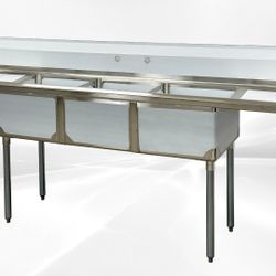 90 ins Stainless Steel 3 Compartment Sink NSF C3T181812-18LR