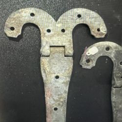 Two Antique Metal Hinges 14 inches