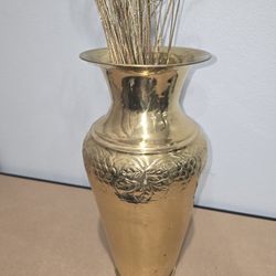 Vintage Large Gold Vase Solid Brass 