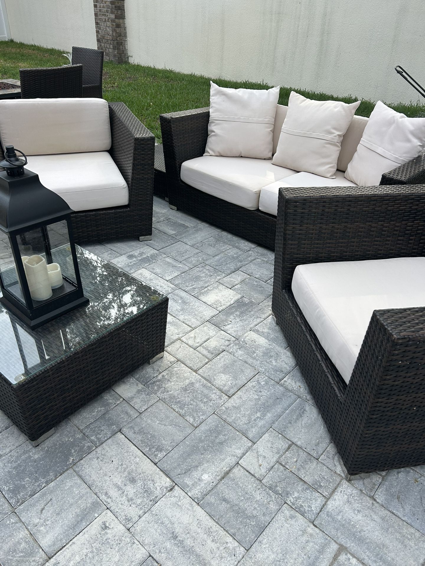 Patio set with fire pit