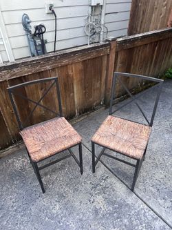 Metal and Whicker Patio Chairs