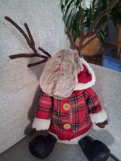 Christmas Stuffed Moose Like New 