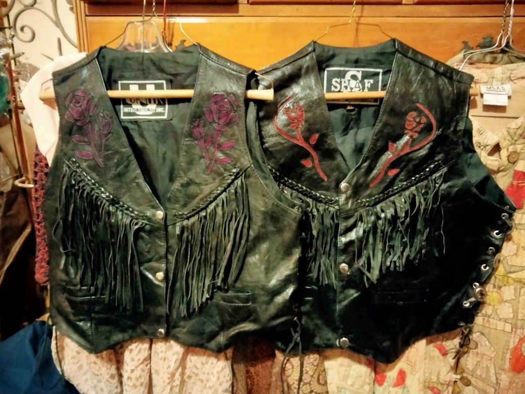 Mens & Womens Vintage Leather Fringe Vests
