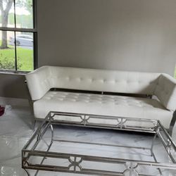 White Sofa / Glass table 