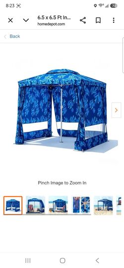 AMMSUN Beach Cabana Sun Shelter 6.5'x6.5' Coral Tropical
