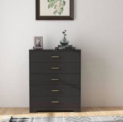 5 Drawer Wood Dresser - Black