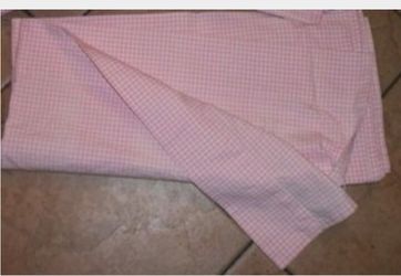 3 Pottery Barn pink gingham panels 44×100