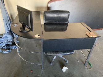 $1000 Glass top modern style corner computer desk CHEAP