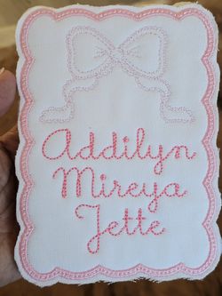 Baby Birth Announcement Embroidered Hospital Bassett