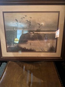 A.J. Rudisill Framed Picture Flying Ducks Over the Marsh