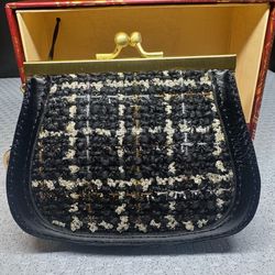 Patricia Nash Black Plaid Coin Wallet Keychain