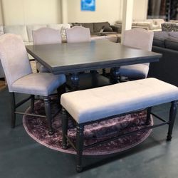Langley Taupe Counter Height Set ( Dining table and Chairs