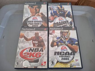 4 Ps2 Games, Madden 03, Ncca Football 05, Nba 2k6, Tiger Woods PGA Tour 05