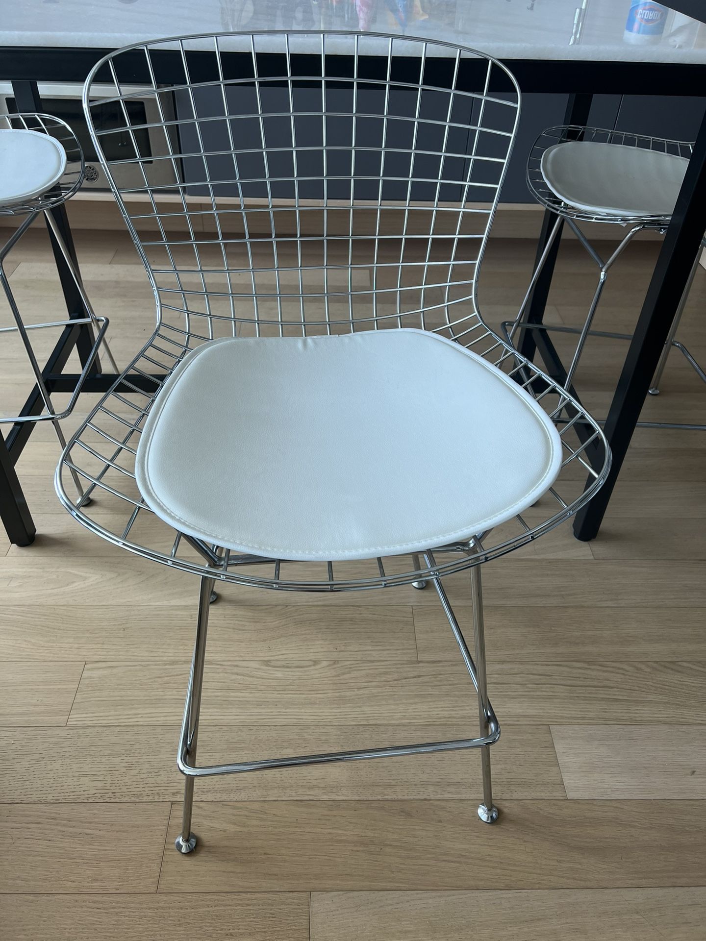 3 Bertoia- Like Wire Barstools 