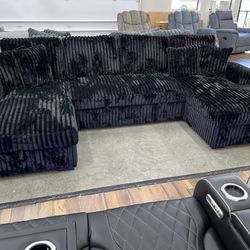 Black Corduroy Sectional Sleeper! 