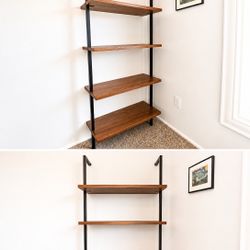 CB2 Mid-Century Modern Helix Bookshelf and Desk in Walnut