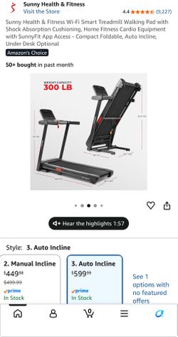 Treadmill- auto incline and folds