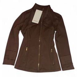 Brown gold zip up define jacket