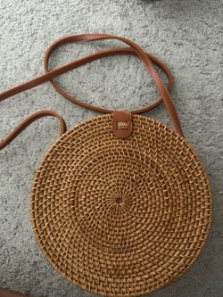 Round Brown Rattan Bag