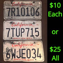 3 California License Plates