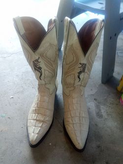 Mens 28 alligator off white cowboy boots